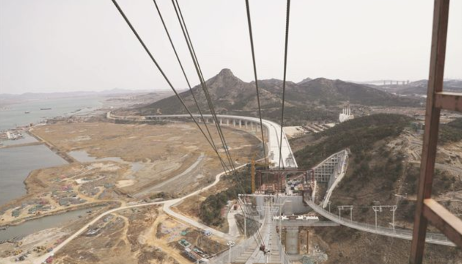 乳山口大桥主缆架设预计5月底完成